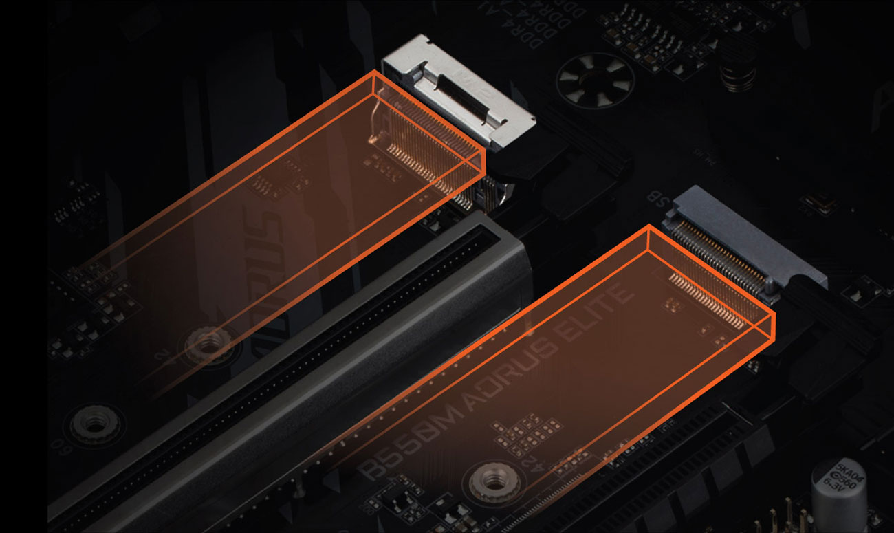 Gigabyte B550M AORUS ELITE - M.2-Anschlüsse