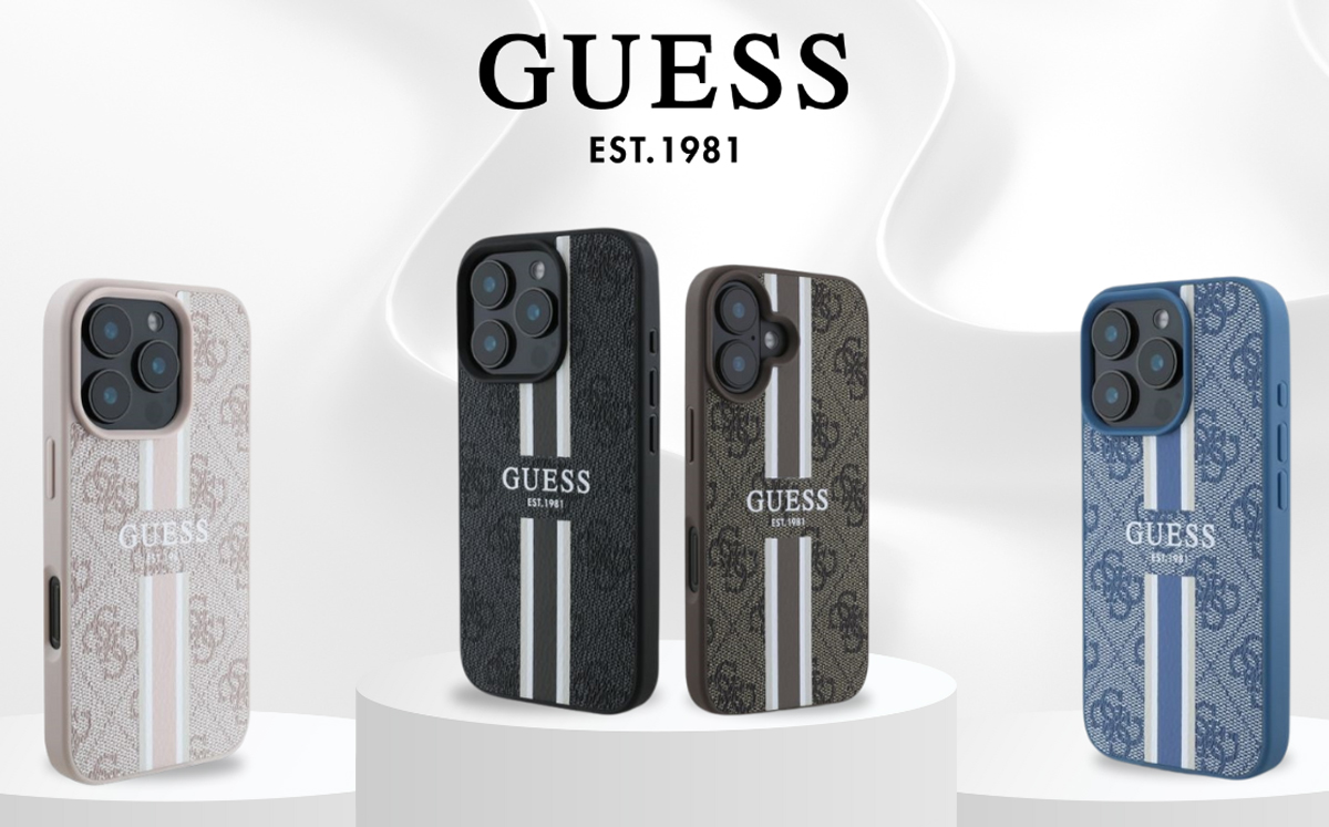 Etui Guess 4G Printed Stripes für iPhone 16 Pro Max braun