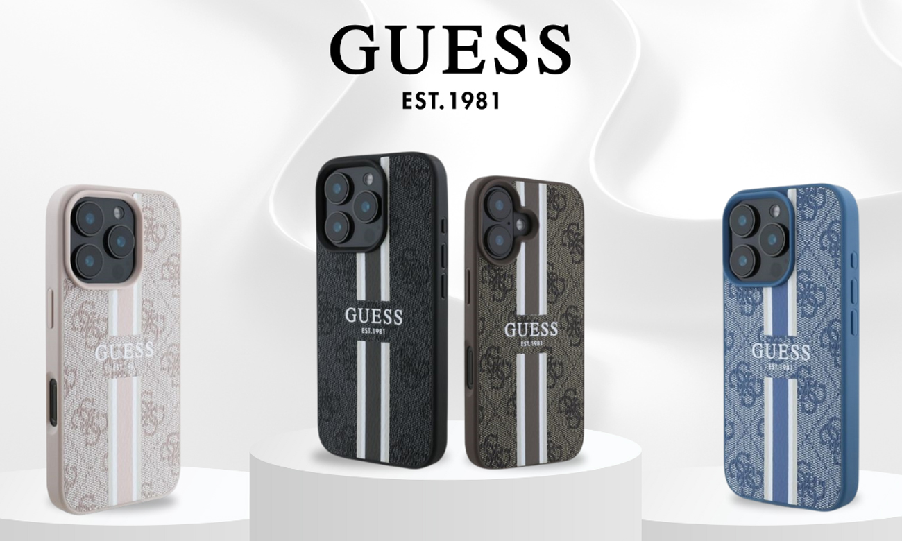 Etui Guess 4G Printed Stripes für iPhone 16 Pro braun
