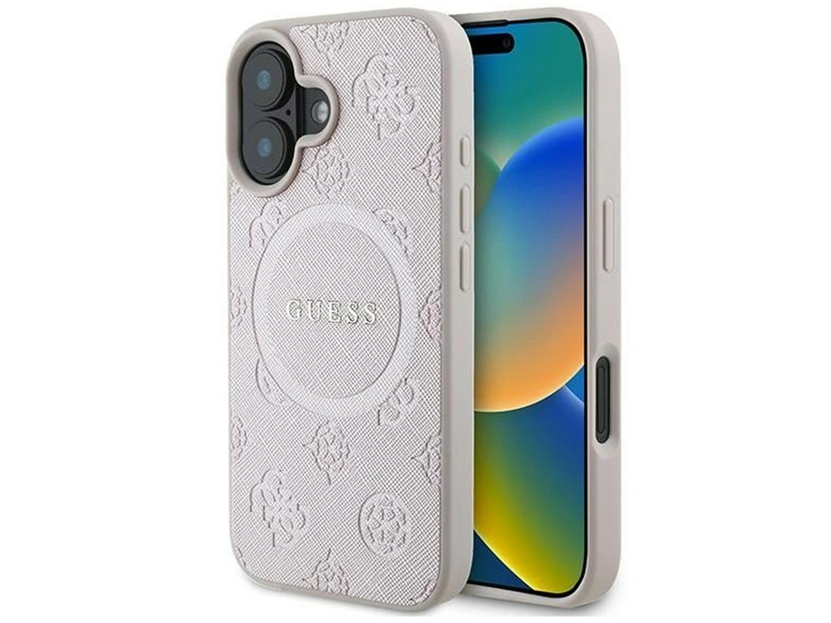 Etui Guess Saffiano Peony Classic Logo für iPhone 16 Pro Max schwarz