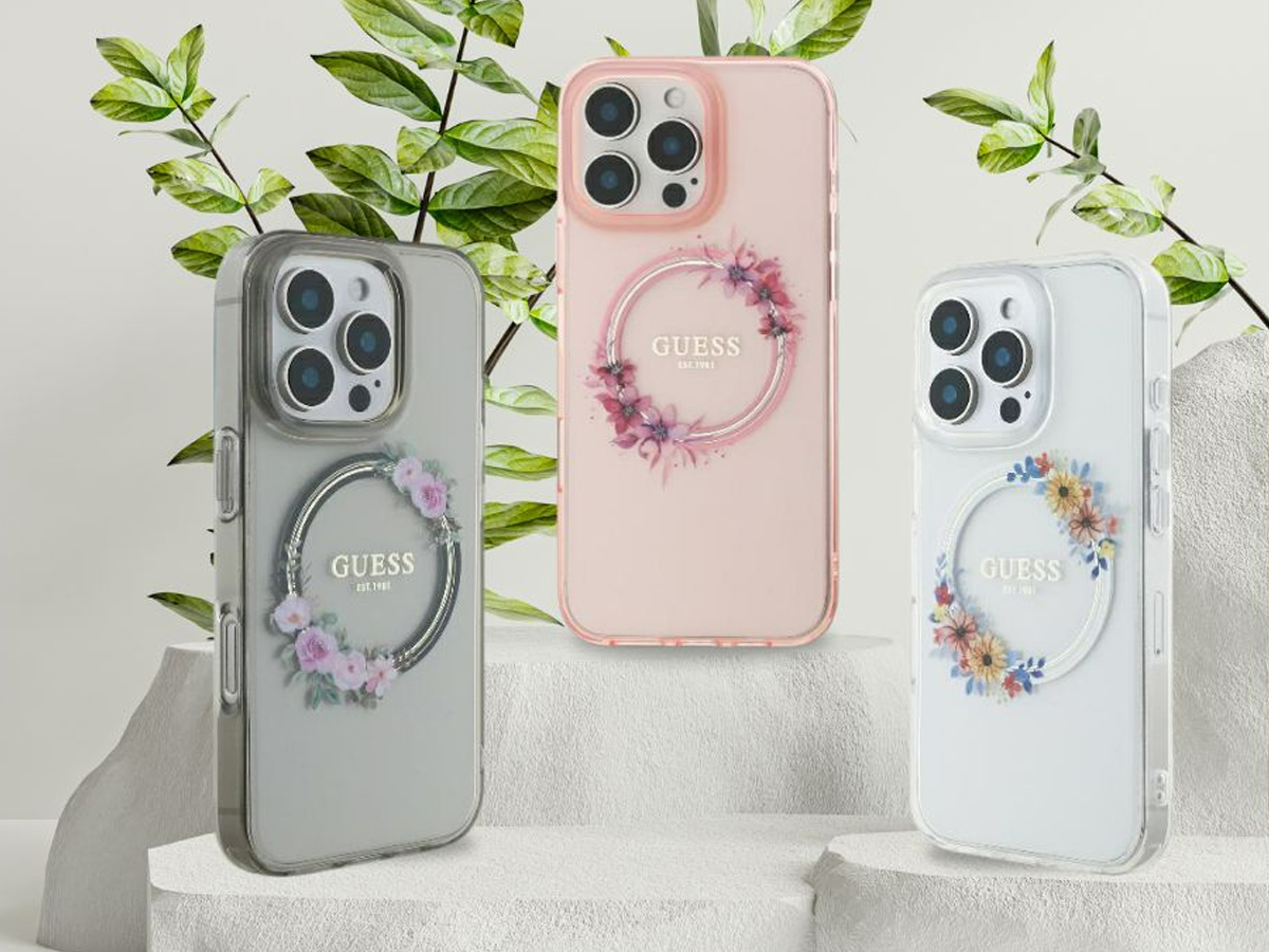 Etui Guess IML Glitter Circle für iPhone 16 schwarz