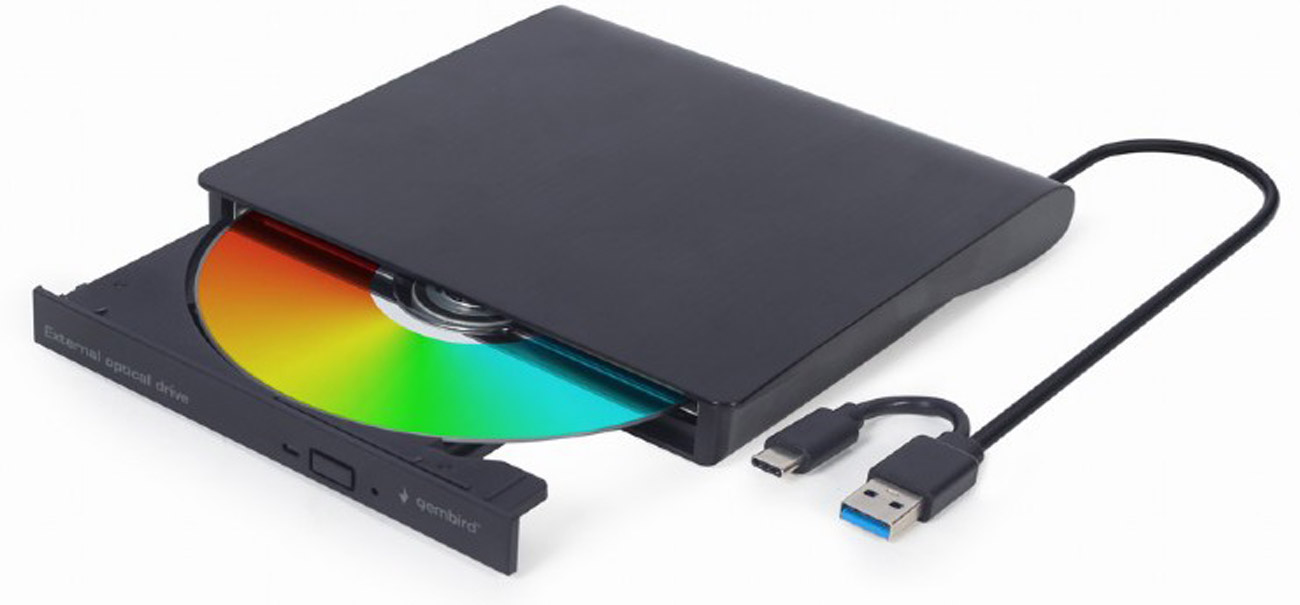 Externer DVD-Brenner Gembird DVD-USB-03 Schwarz - Vorderansicht im Winkel