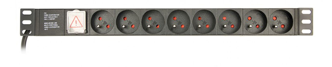 Gembird Rack - 8 französische Steckdosen, 1U, 16A, 3 m