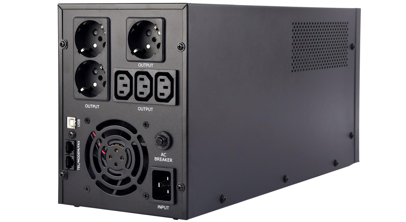 Notstromversorgung Gembird UPS 3000VA Line-in 1xC14 3xC13 2xSchuko USB RJ-45