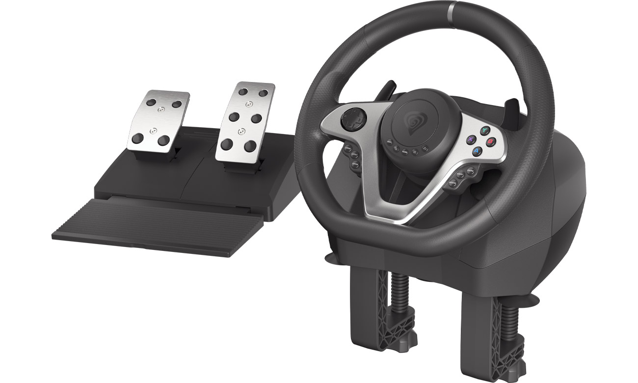 Lenkrad Genesis Seaborg 400 - Vorderansicht im Winkel + Pedale