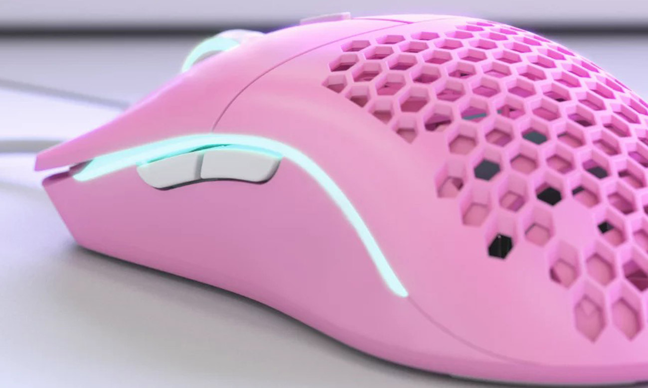 Gaming-Maus Glorious PC Gaming Race Model O- Pink - Ansicht von oben, seitlich