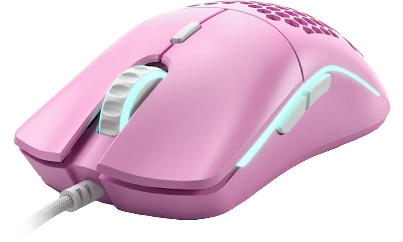 Gaming-Maus Glorious PC Gaming Race Model O Pink - Ansicht von vorne seitlich