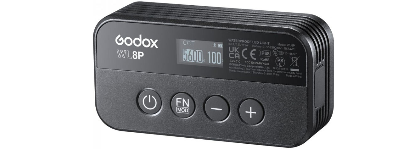 Wasserdichte LED-Lampe Godox WL8P Steuerung
