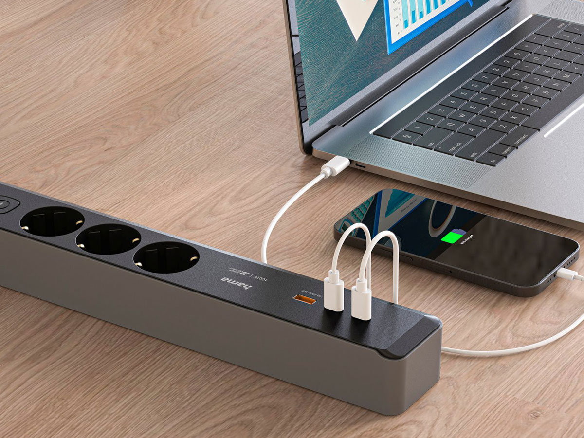 Hama Steckdosenleiste 3x SCHUKO 1,4 m 2x USB C/A PD 100 W