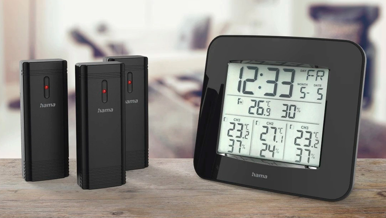 Messung von Temperatur und Luftfeuchtigkeit in vier Räumen