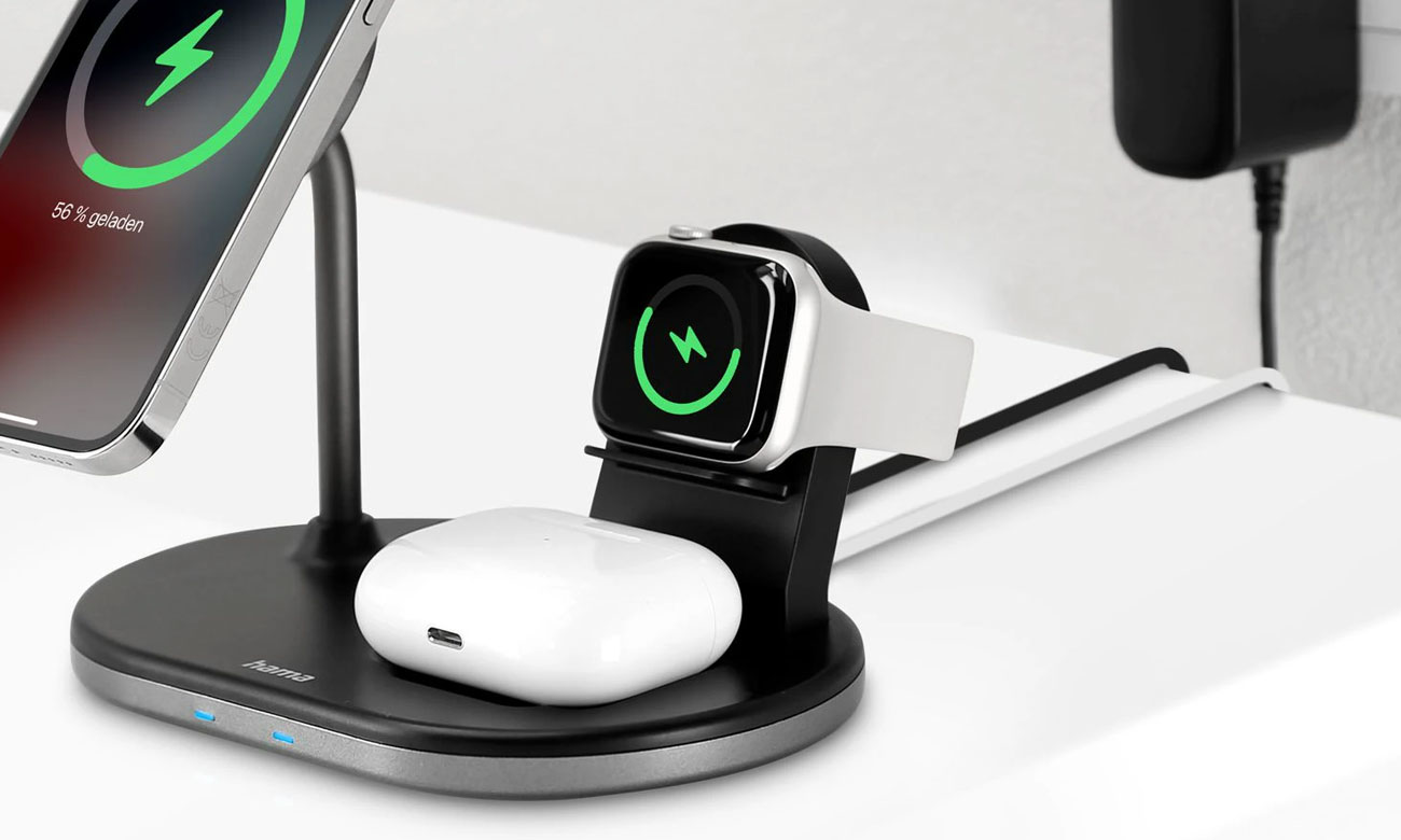 Hama Induktive Ladestation 3in1 MagCharge Multi 15 W, Schwarz