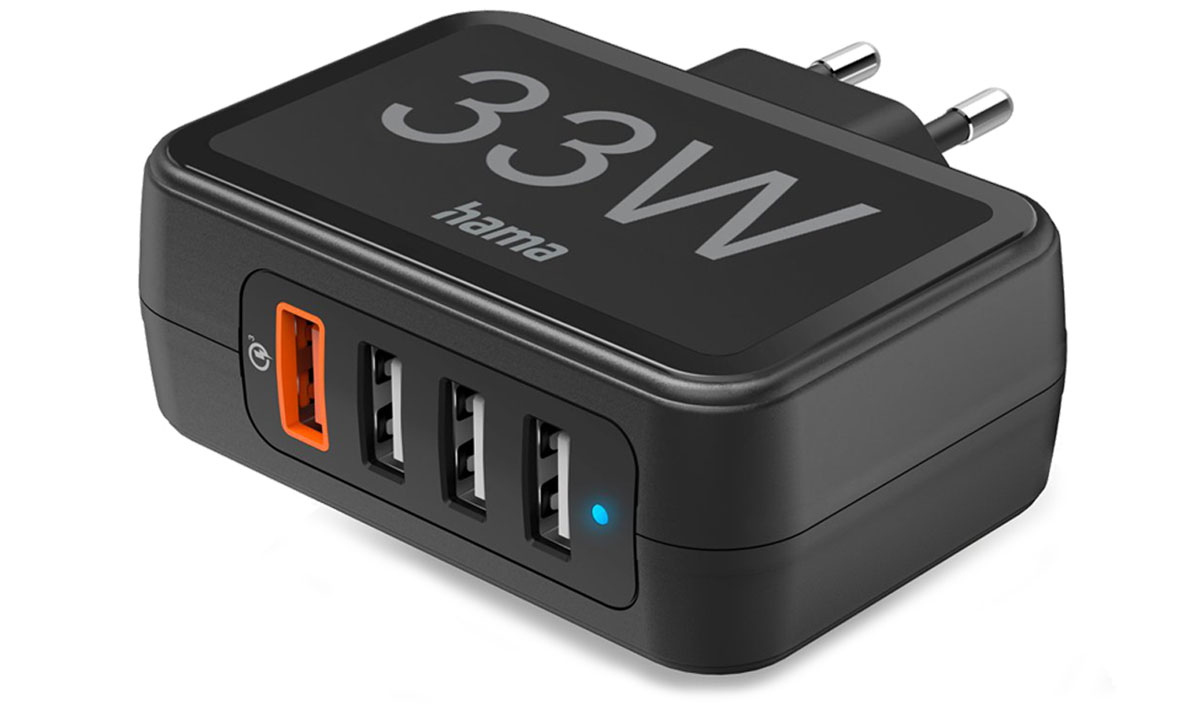 Hama Netzladegerät 33W A 1xQC3.0, 3x USB-A Schwarz