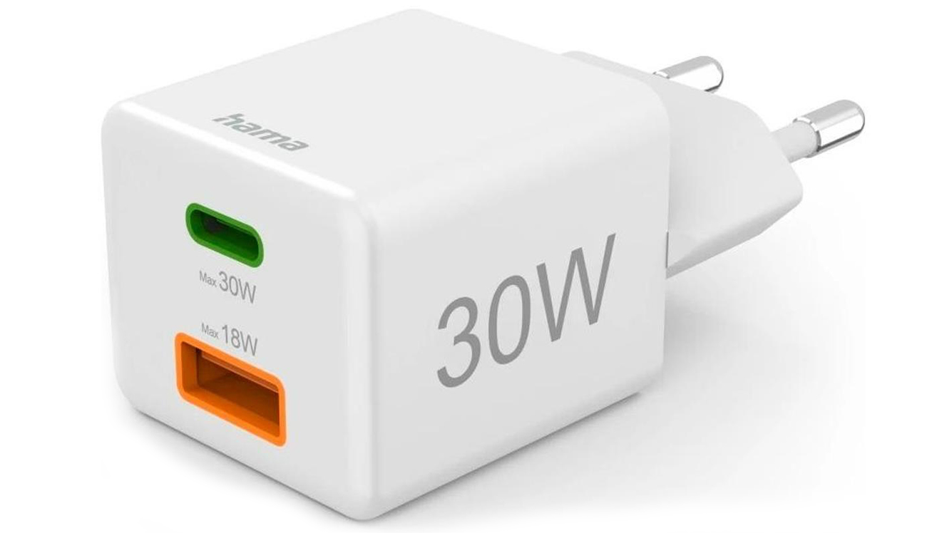 Netzteil Hama Mini 30W 1xUSB-C, 1xUSB-A