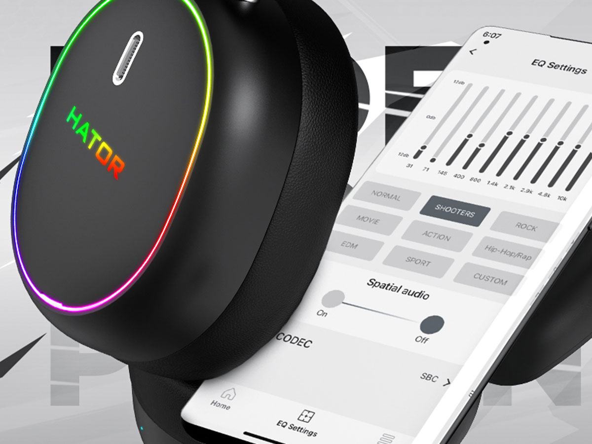 Zusatzgerät Kopfhörer HATOR Phoenix 2 Wireless Schwarz - Grafik