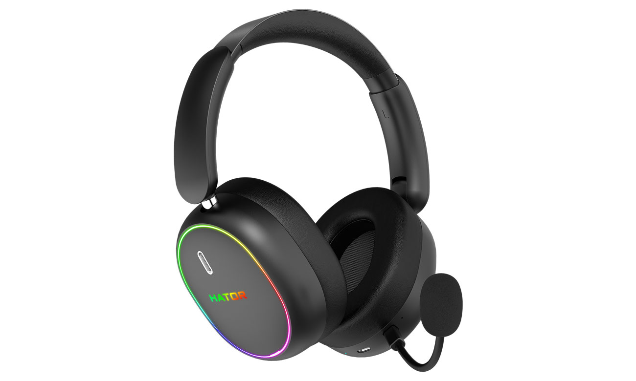 Zusatzgerät Kopfhörer HATOR Phoenix 2 Wireless Schwarz - Ansicht von vorne im Winkel