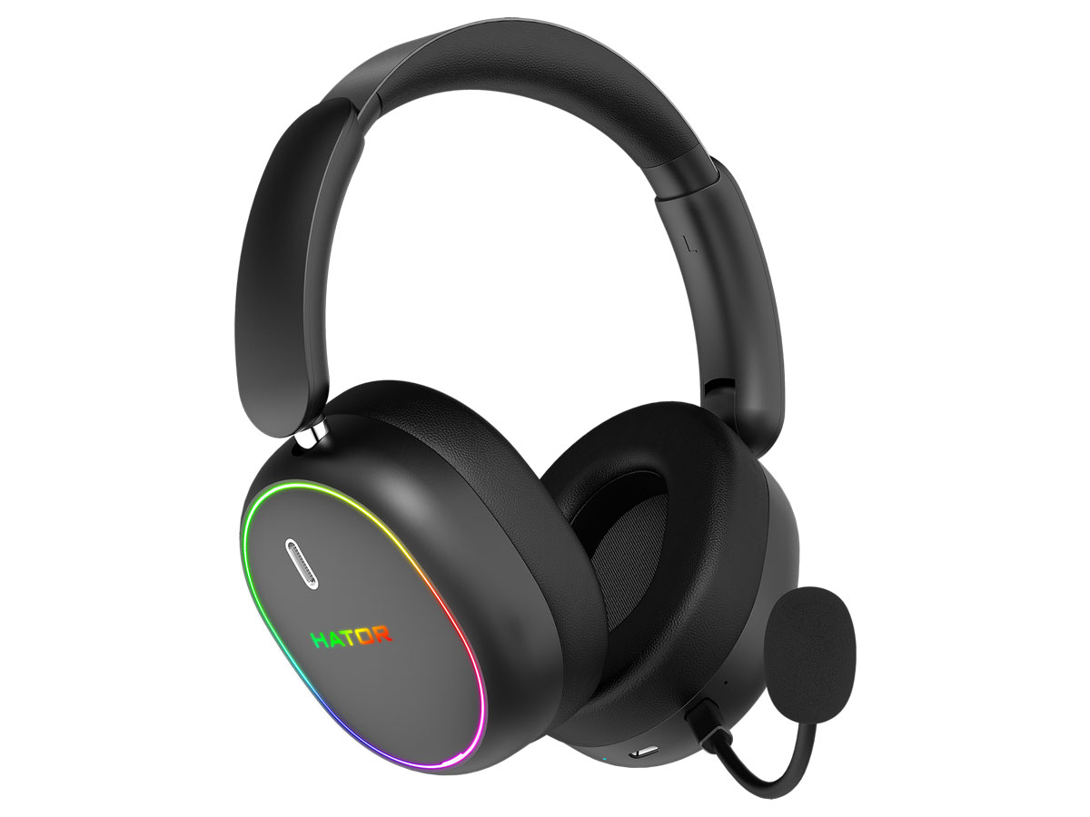 Zusatzgerät Kopfhörer HATOR Phoenix 2 Wireless Schwarz - Ansicht von vorne im Winkel