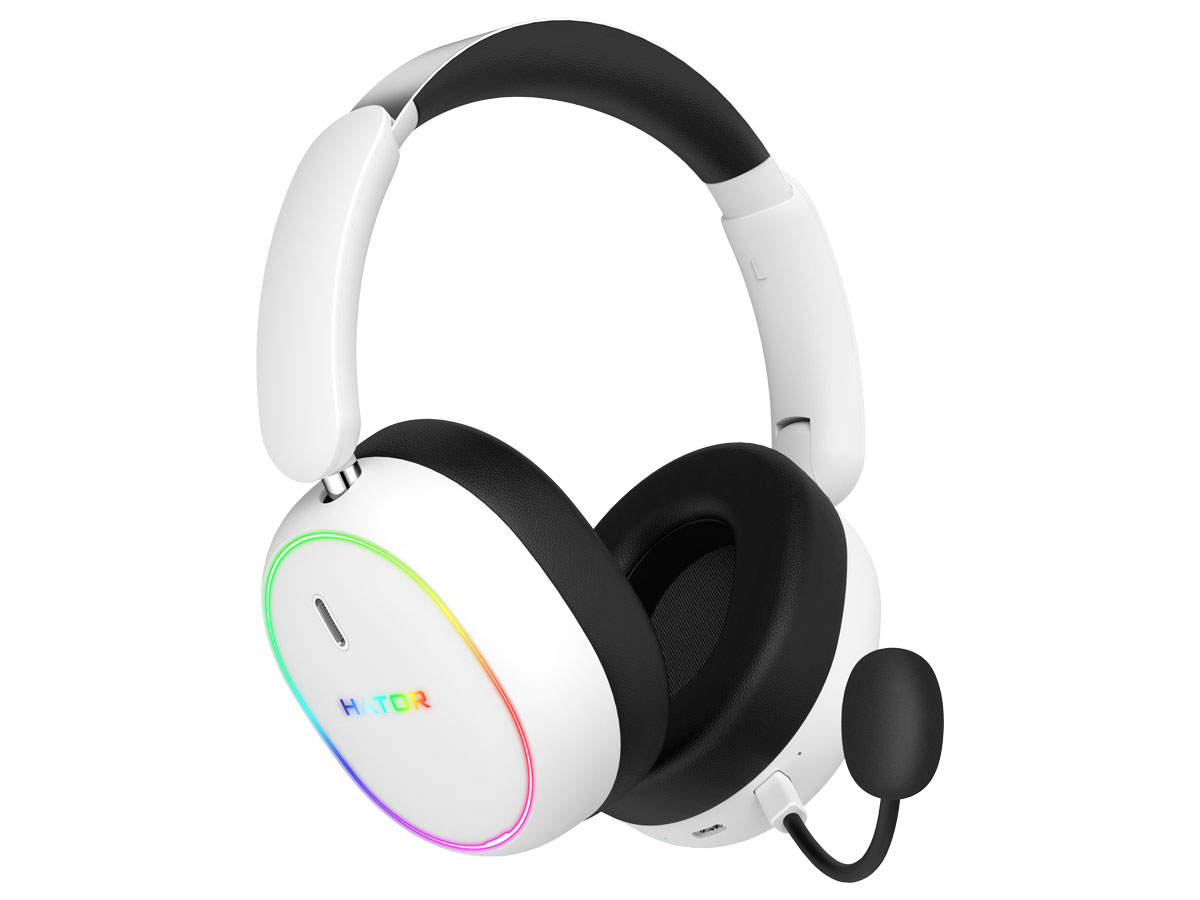 Zusatzgerät Kopfhörer HATOR Phoenix 2 Wireless Weiß - Ansicht von vorne im Winkel