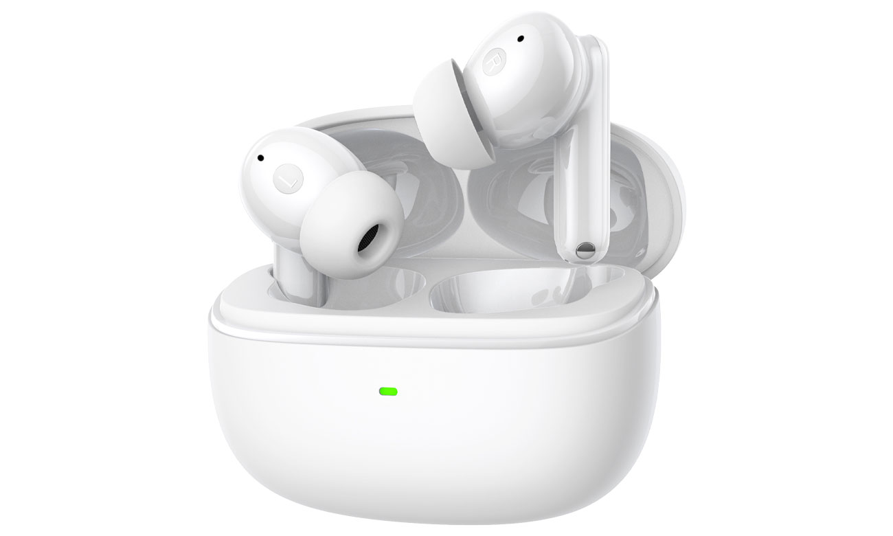 HATOR Hyperpunk Truepods Hybrid ANC Weiß - Ansicht von vorne mit geöffnetem Ladeetui