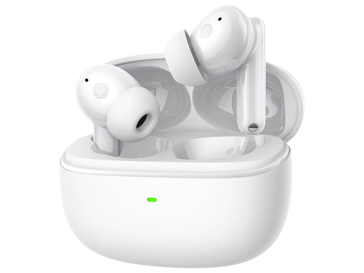 HATOR Hyperpunk Truepods Hybrid ANC Weiß - Ansicht von vorne mit geöffnetem Ladeetui