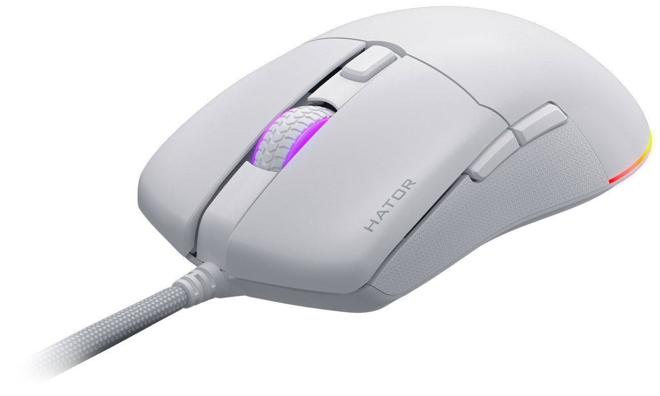 Kabelgebene HATOR Pulsar 3 Maus Weiß - Ansicht von vorne im Winkel
