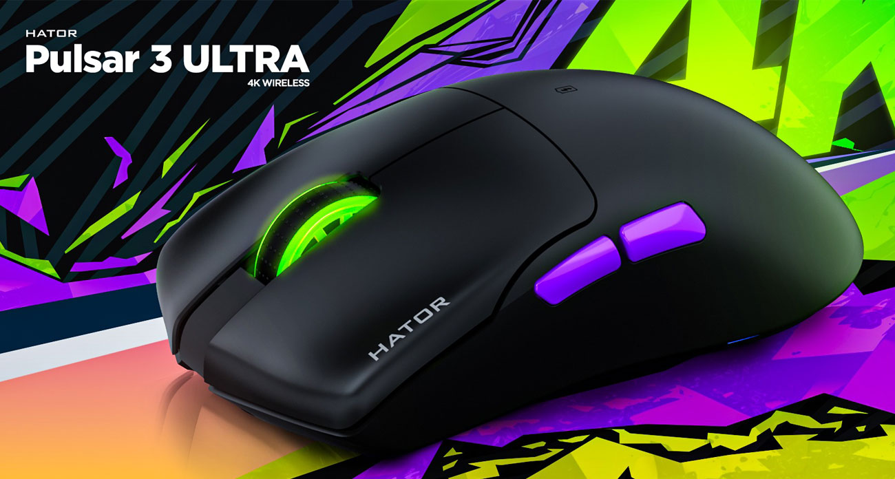 Maus HATOR Pulsar 3 Ultra 4K Wireless Schwarz - Grafik mit Hintergrund