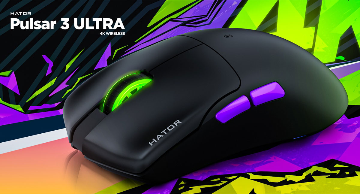 Maus HATOR Pulsar 3 Ultra 4K Wireless Schwarz - Grafik mit Hintergrund