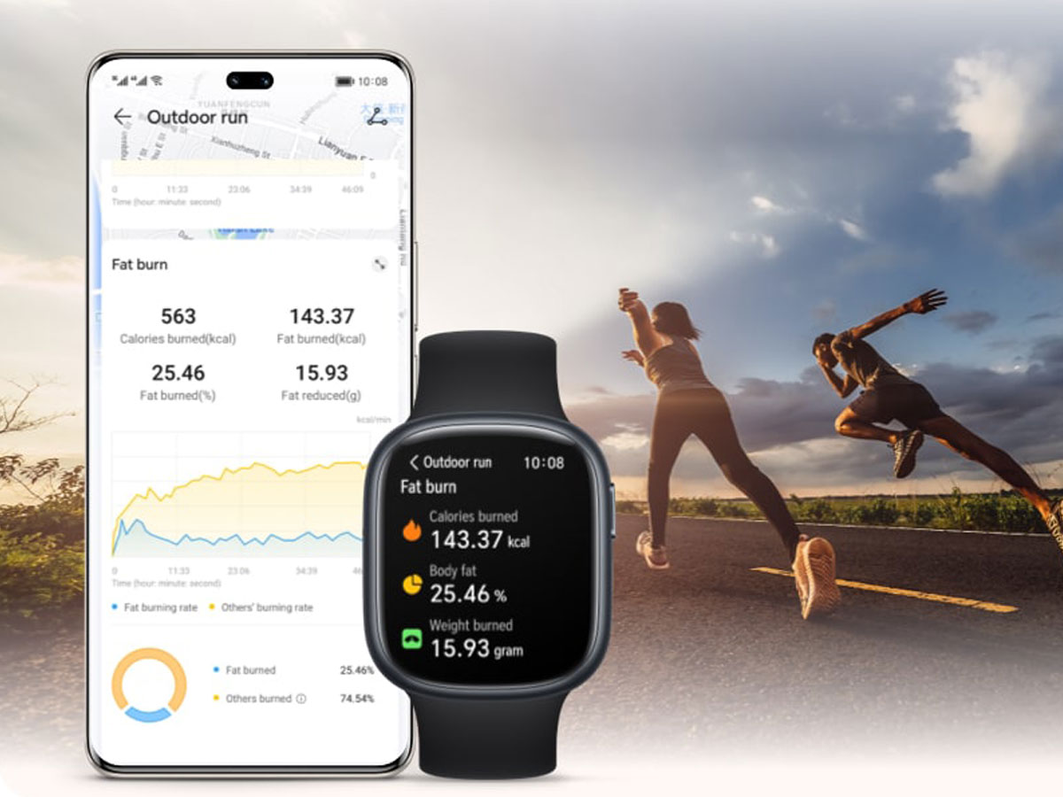 HONOR Watch 4 schwarz und Ergebnisse in der App