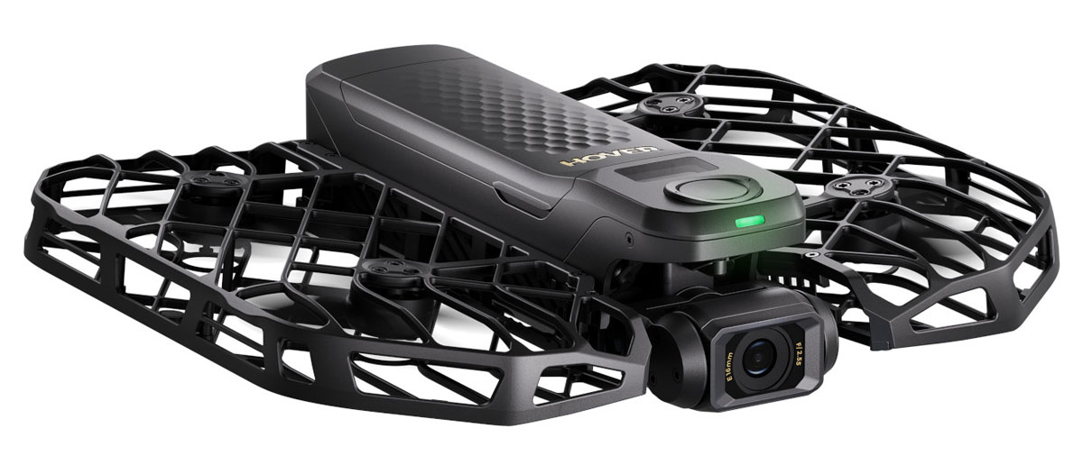 Drohne HOVERAir X1 PROMAX - Ansicht von vorne im Winkel