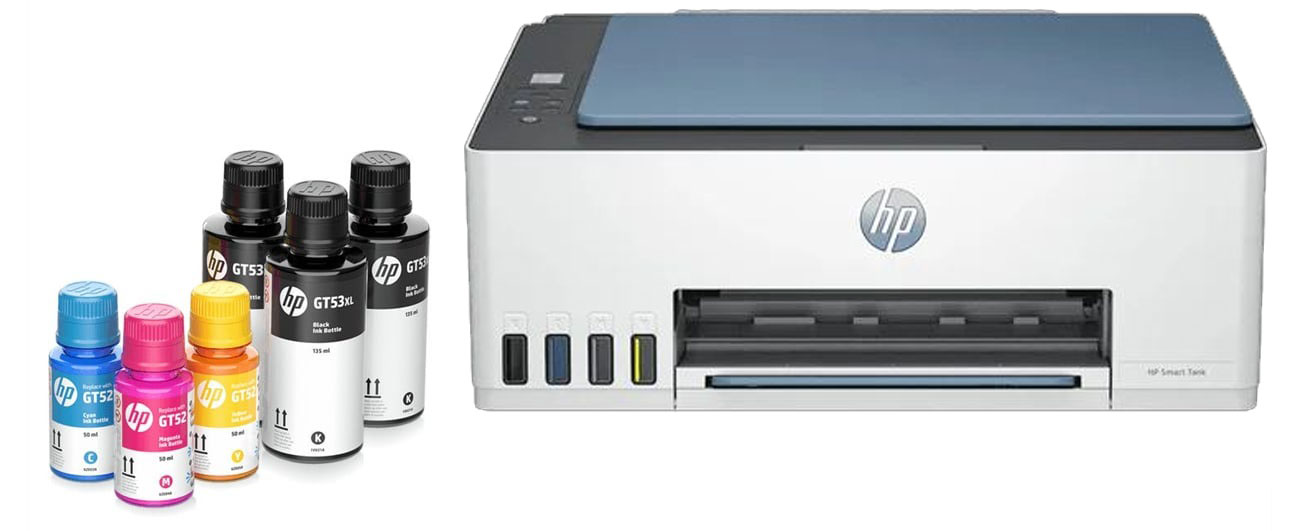 HP Smart Tank 580 widok z przodu, tusze
