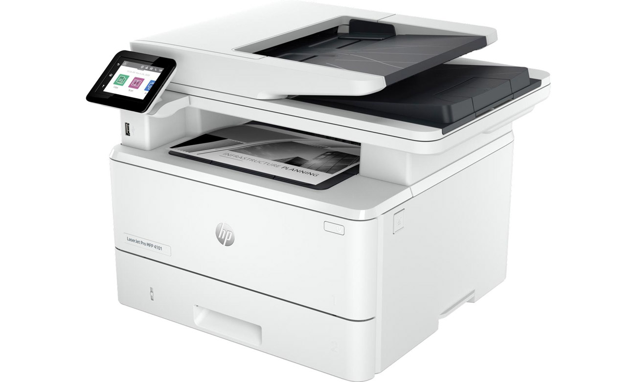 HP LaserJet Pro MFP 4102fdw Seitenansicht im Winkel