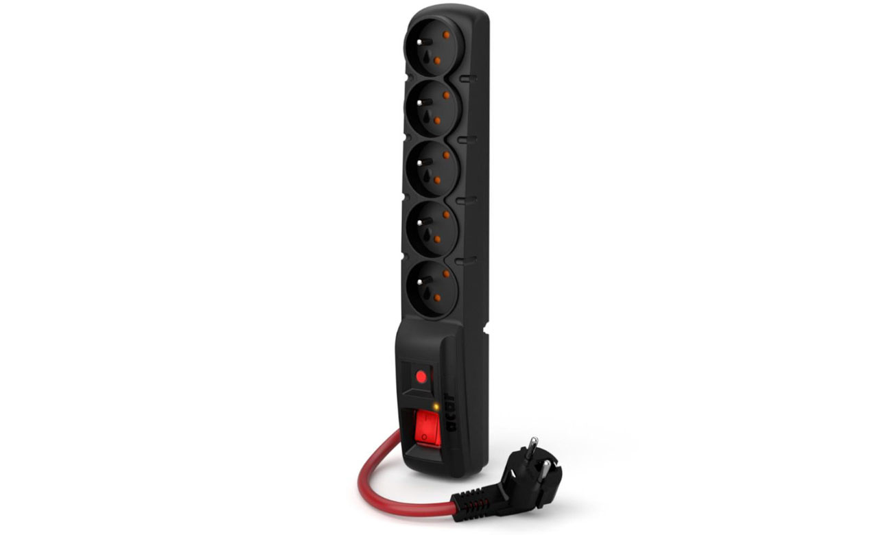 Steckdosenleiste HSK DATA Acar F5 Power 16A - 5 Steckdosen, 10m, schwarz