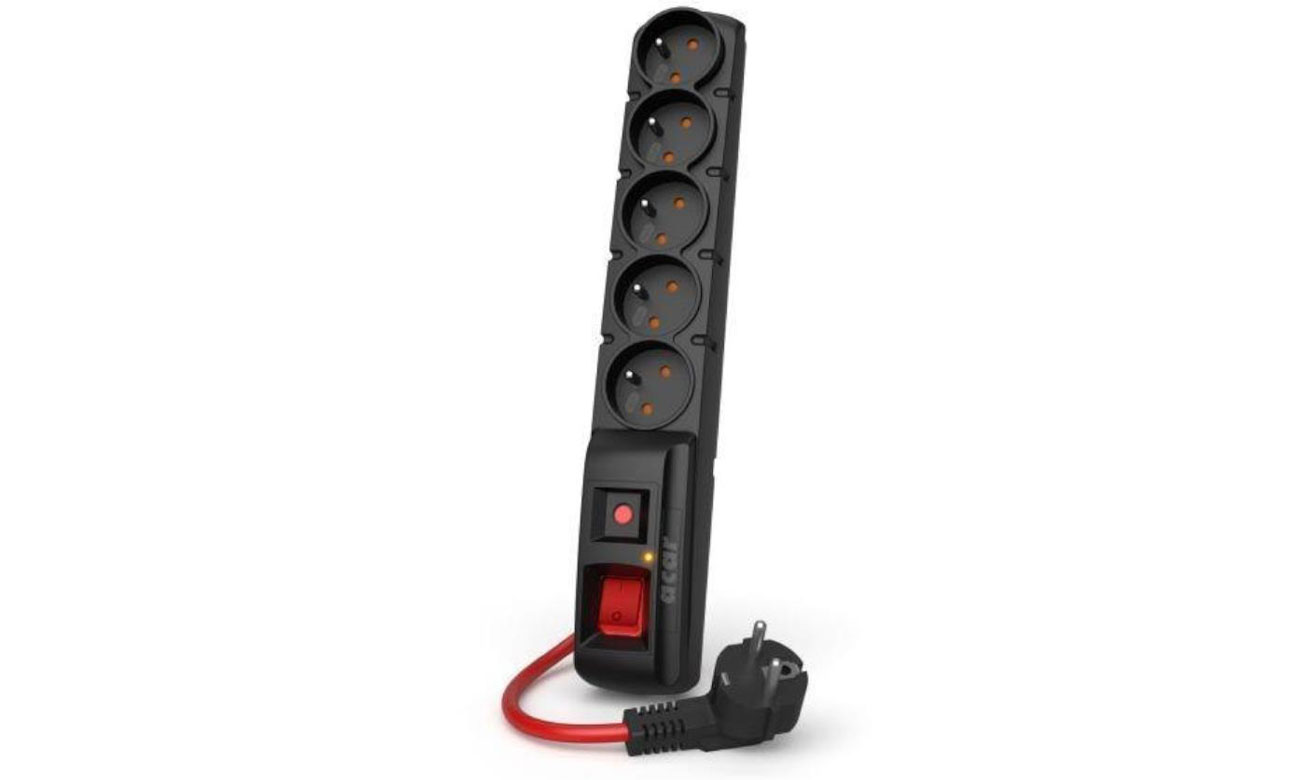 Steckdosenleiste HSK DATA Acar F5 Power 16A - 5 Steckdosen, 5m, schwarz