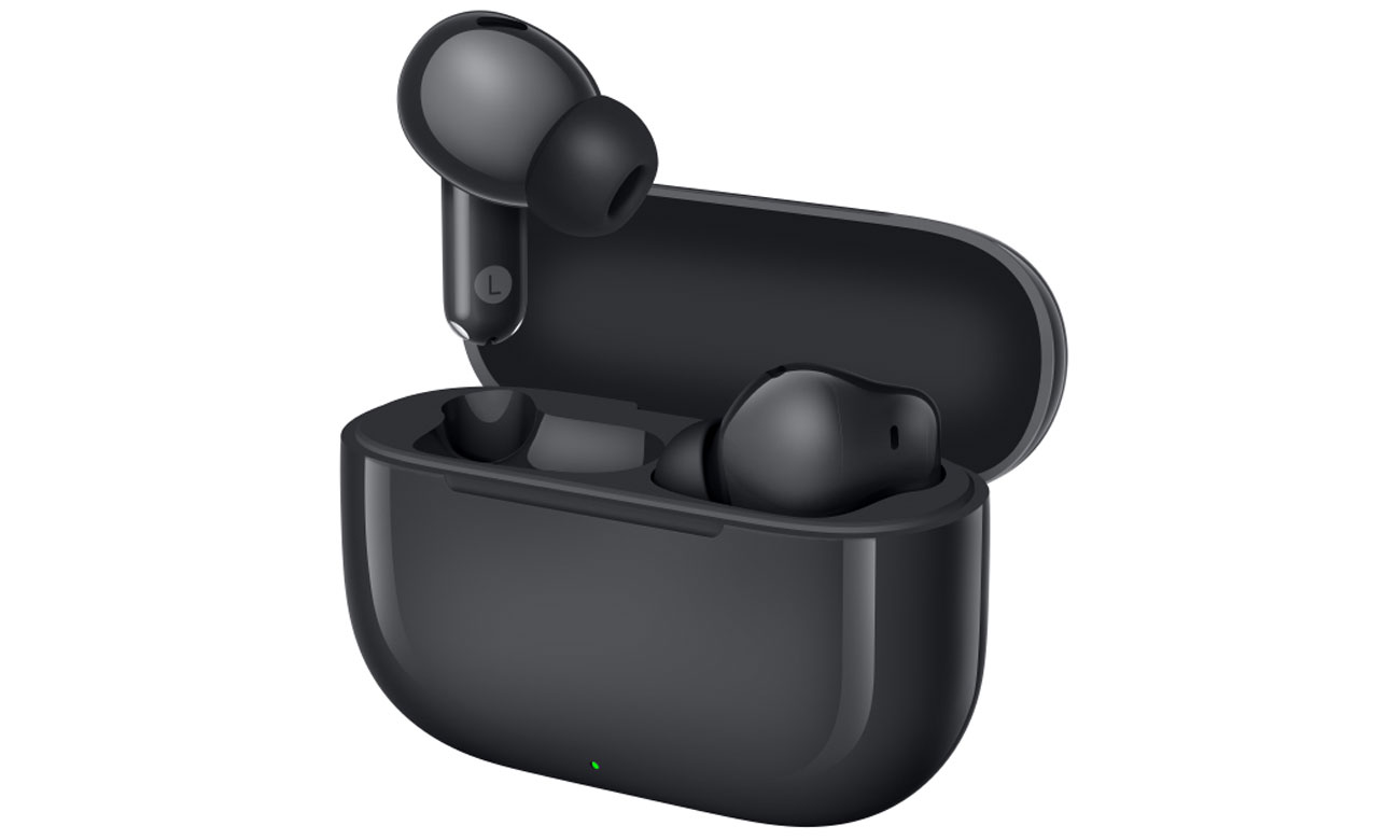 Kabellose Kopfhörer HUAWEI FreeBuds SE 4 ANC Schwarz - Ansicht von vorne im Winkel mit offenem Ladeetui