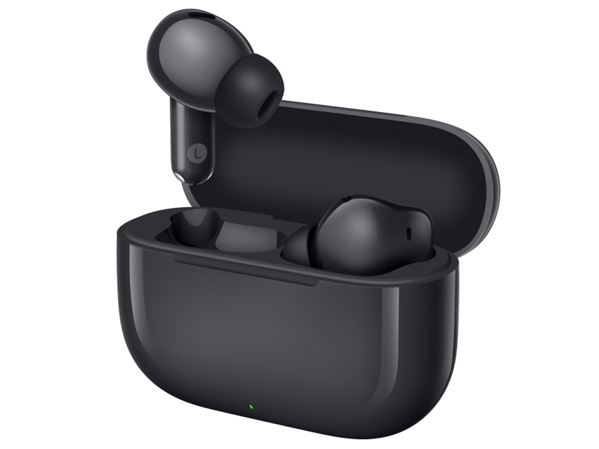 Kabellose Kopfhörer HUAWEI FreeBuds SE 4 ANC Schwarz - Ansicht von vorne im Winkel mit offenem Ladeetui