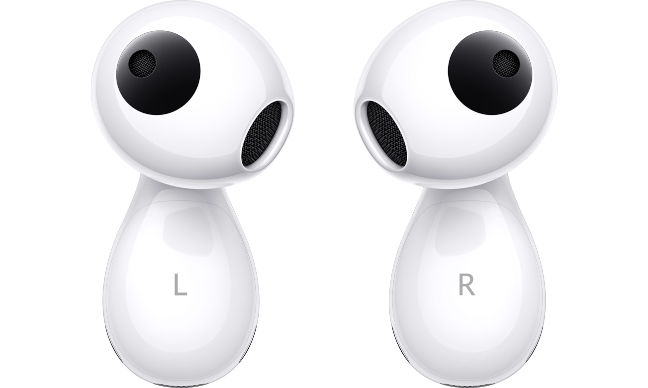 Weiße kabellose HUAWEI FreeBuds 5 - Ansicht der linken und rechten Ohrhörer