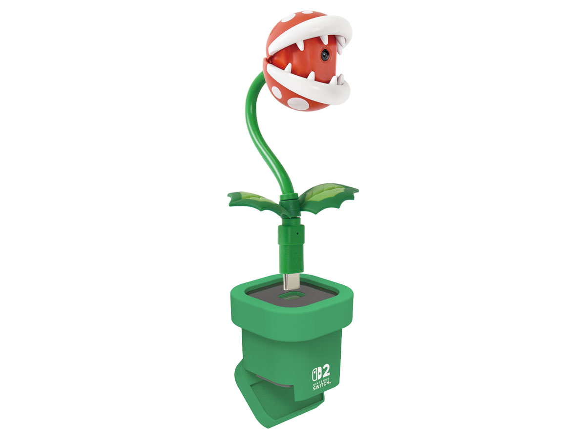 Hori Piranha Plant Kamera für Nintendo Switch 2 - Vorderansicht aus schrägem Winkel