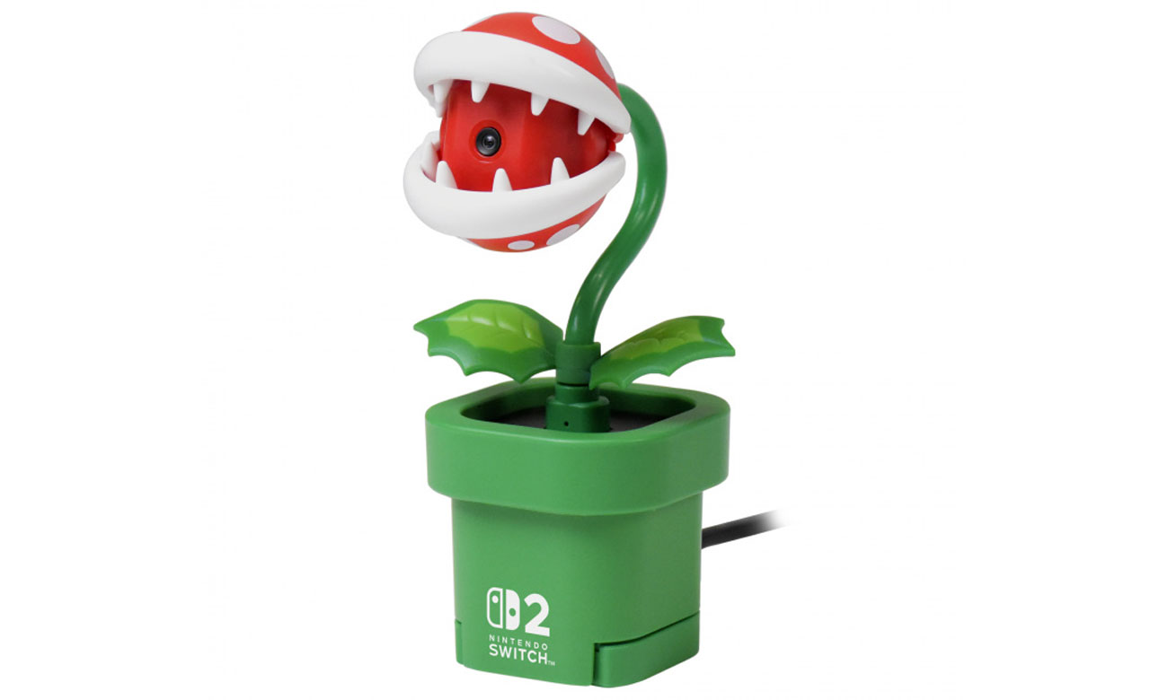 Hori Piranha Plant Kamera für Nintendo Switch 2 - Vorderansicht aus schrägem Winkel