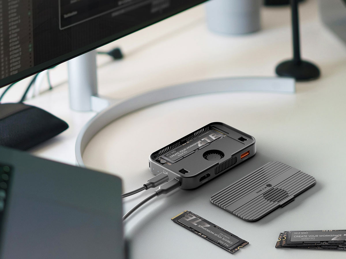 ICY BOX 10w1 Dockingstation mit M.2 NVMe SSD-Gehäuse