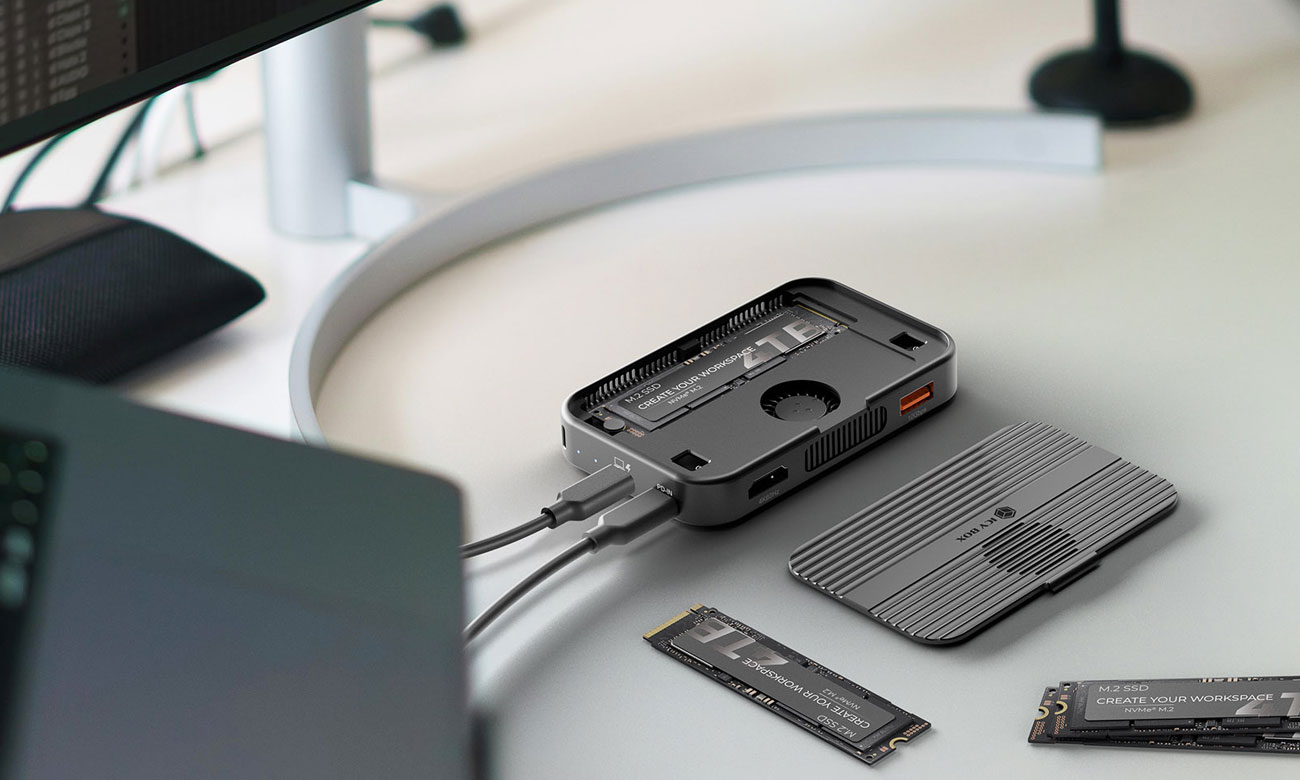 ICY BOX 10w1 Dockingstation mit M.2 NVMe SSD-Gehäuse