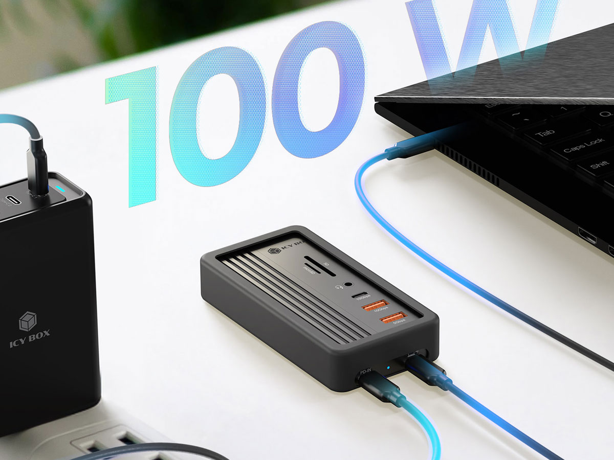 ICY BOX Stacja dokująca 7w1 z magnetyczną obudową oraz wentylatorem