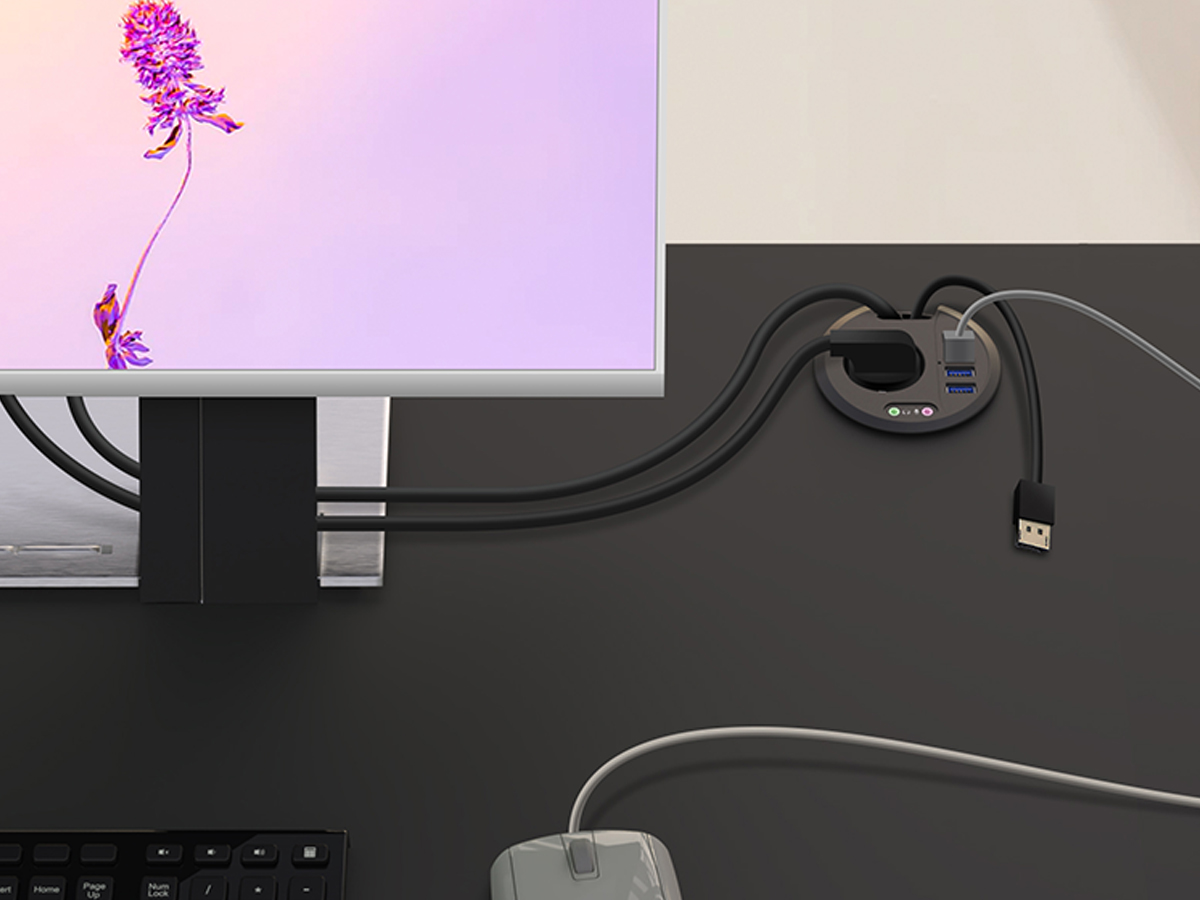 ICY BOX 4-Port Tisch-Hub mit Schuko-Steckdose