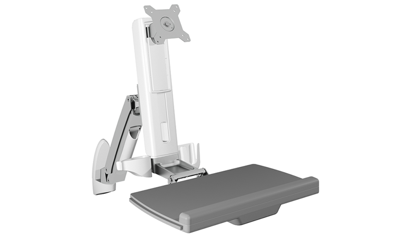 Wandhalterung für Monitor (bis 24'') und Tastatur ICY BOX IB-MS600-W - Frontansicht im Winkel