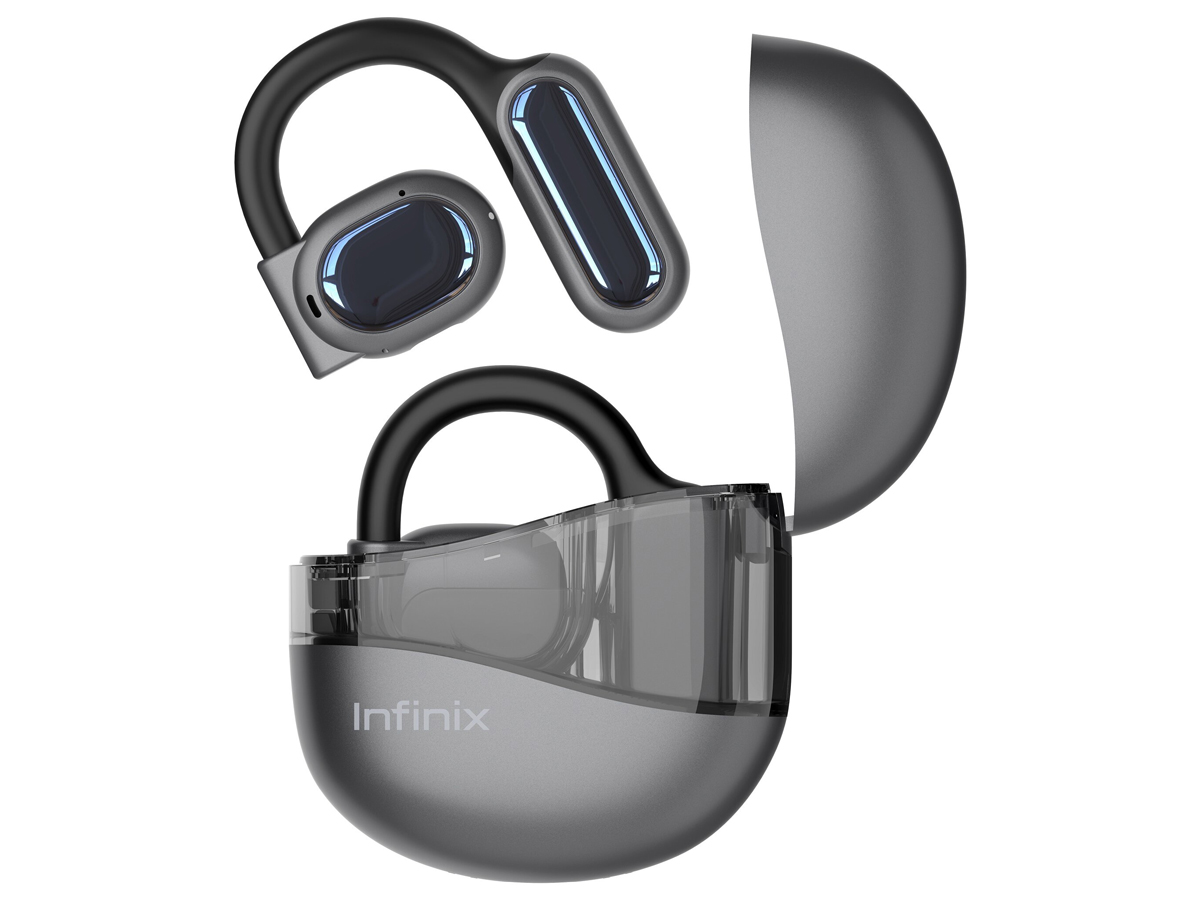 Infinix XBUDS 3 Loop Kabellose Kopfhörer Grau - Gesamtansicht mit Ladeetui