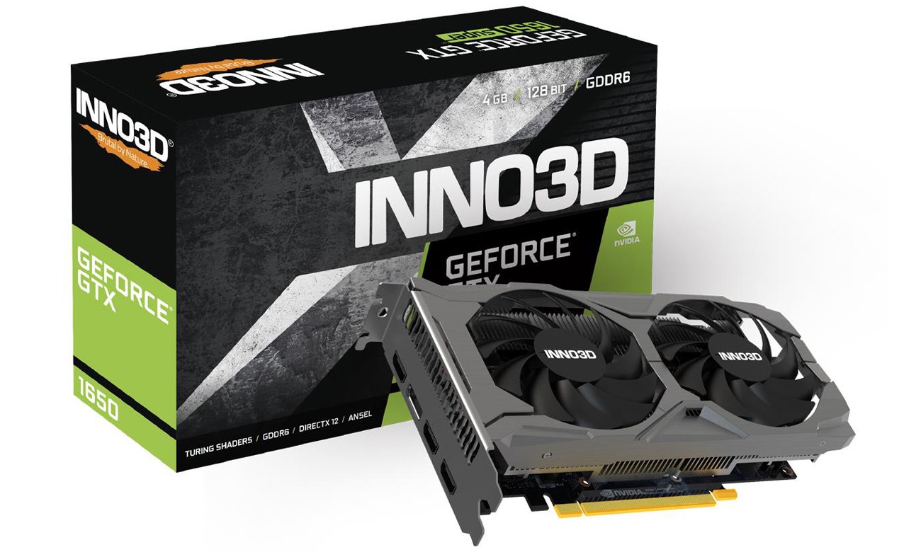 Inno3D GeForce GTX 1650 Twin X2 OC V3 4GB GDDR6 - Widok ogólny wraz z opakowaniem