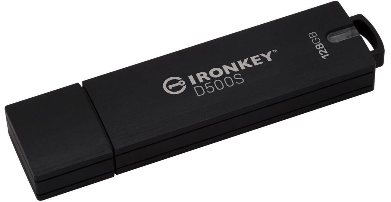 Pendrive Kingston IronKey D500S AES 256 128 GB - Widok od przodu pod kątem