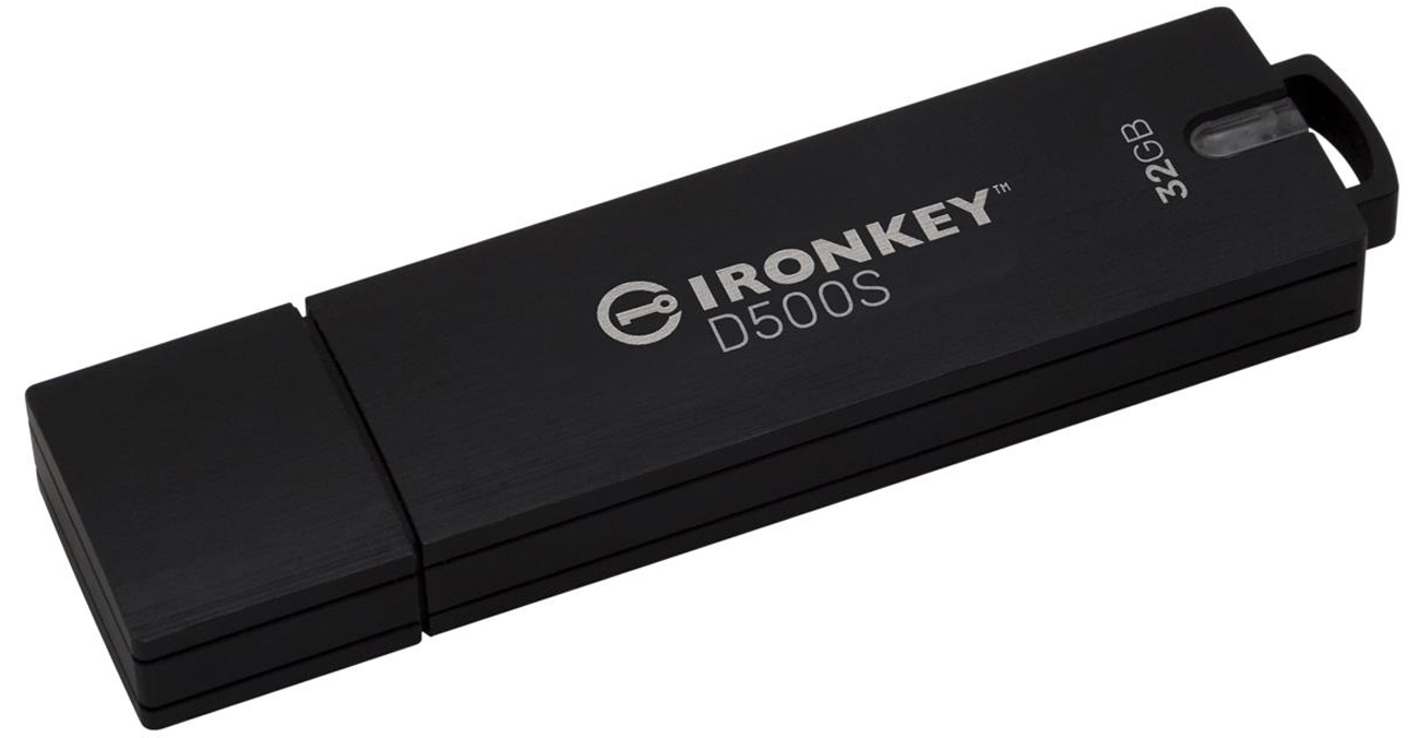 Pendrive Kingston IronKey D500S AES 256 32 GB - Widok od przodu pod kątem