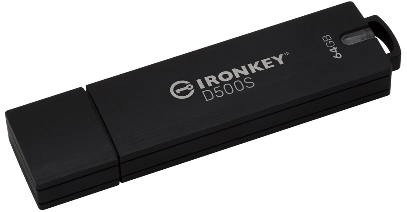 Pendrive Kingston IronKey D500S AES 256 64 GB - Widok od przodu pod kątem