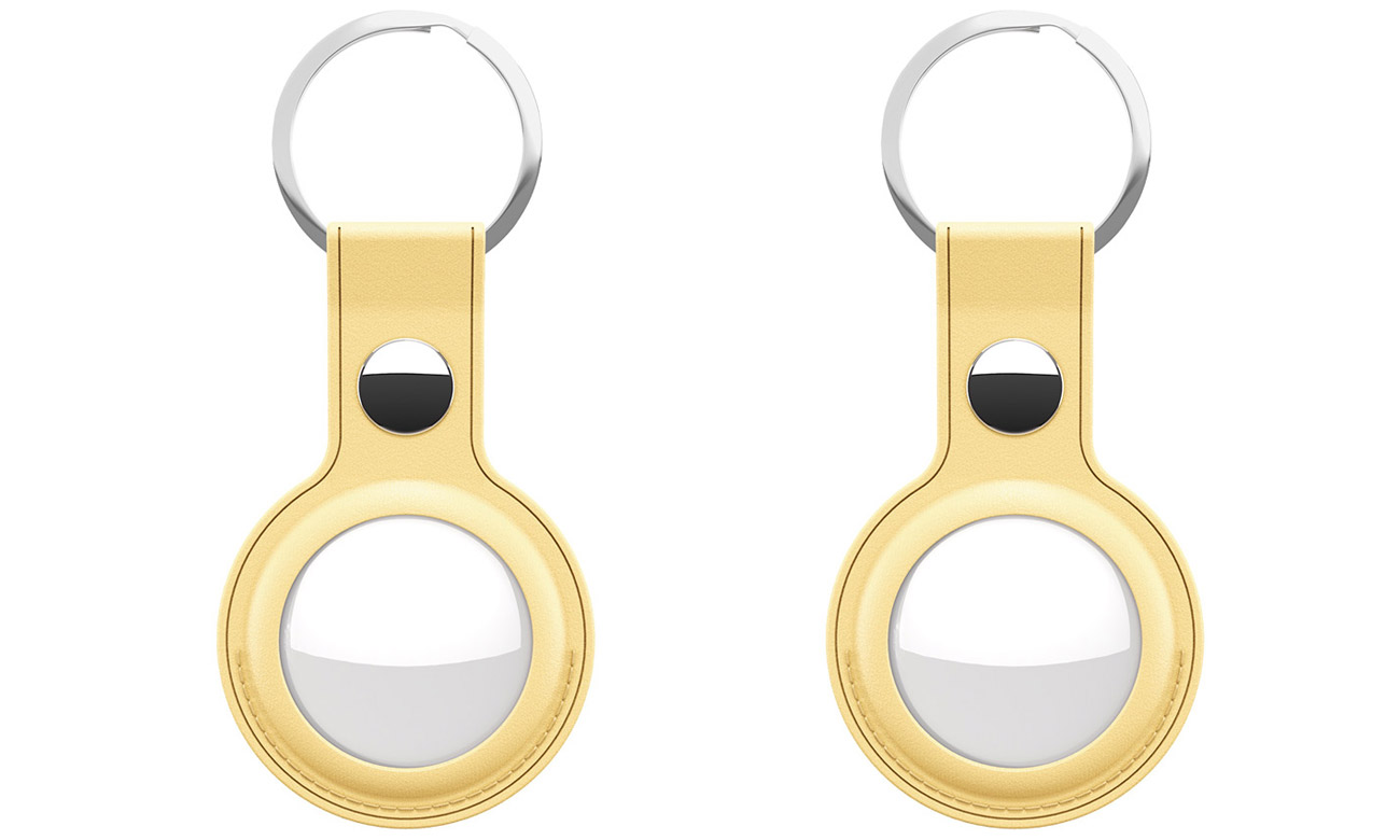 AirTag Keyring Leder-Schutzhülle KeyBudz für AirTag Pastellgelb 2 Stück