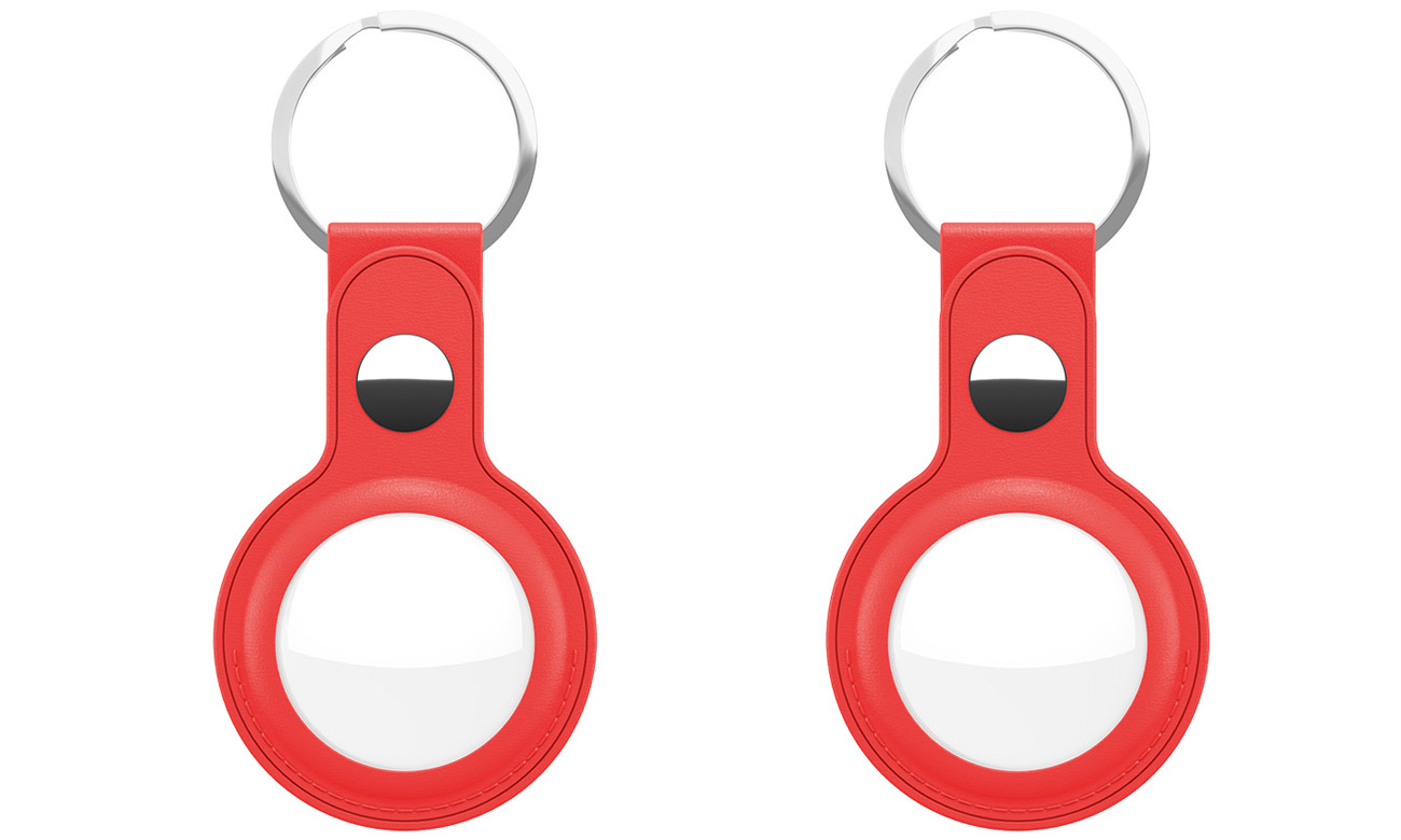 AirTag Keyring Lederhülle KeyBudz für AirTag rot, 2 Stück
