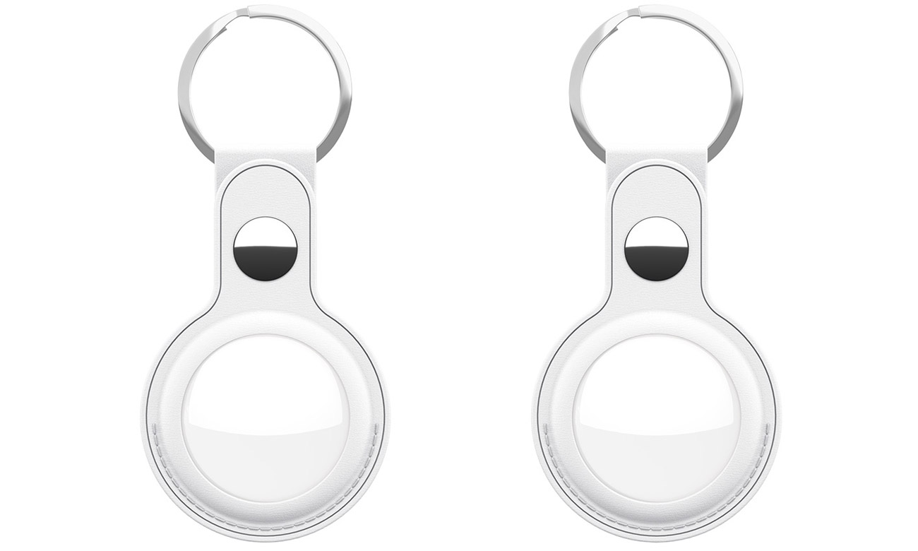 AirTag Keyring Leder-Schutzhülle KeyBudz für AirTag weiß 2 Stück